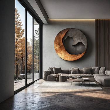 Contemporary Solid Wood Round Wood Wall Art for Living Rooms