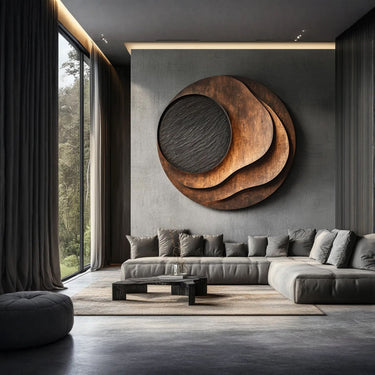Layered Solid Wood Wall Sculpture for Organic Modern Interiors