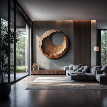 Celestial Crescent Wall Art in Sculptural Natural Wood
