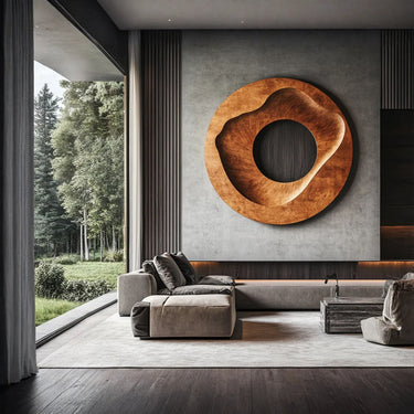 Abstract Orb Wall Sculpture in Natural Wood