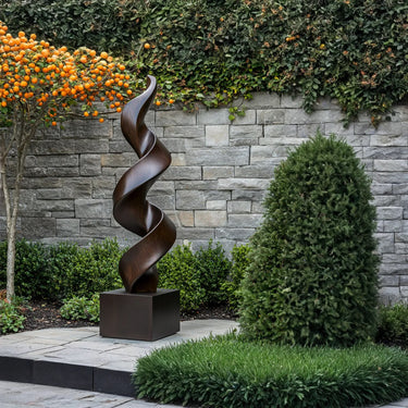 Twisted Solid Wood Garden Sculpture for Modern Outdoor Decor
