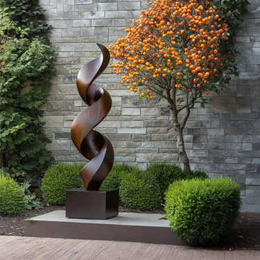 Spiral Solid Wood Floor Sculpture for Contemporary Garden Decor