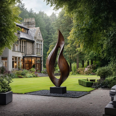 Abstract Outdoor Garden Sculpture in Natural Wood