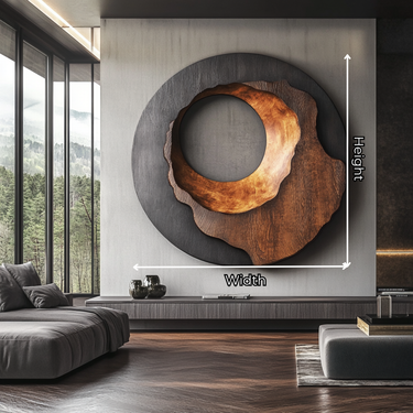 Layered Solid Wood Circle Wall Art Hand Carved Modern Wooden Wall Sculpture